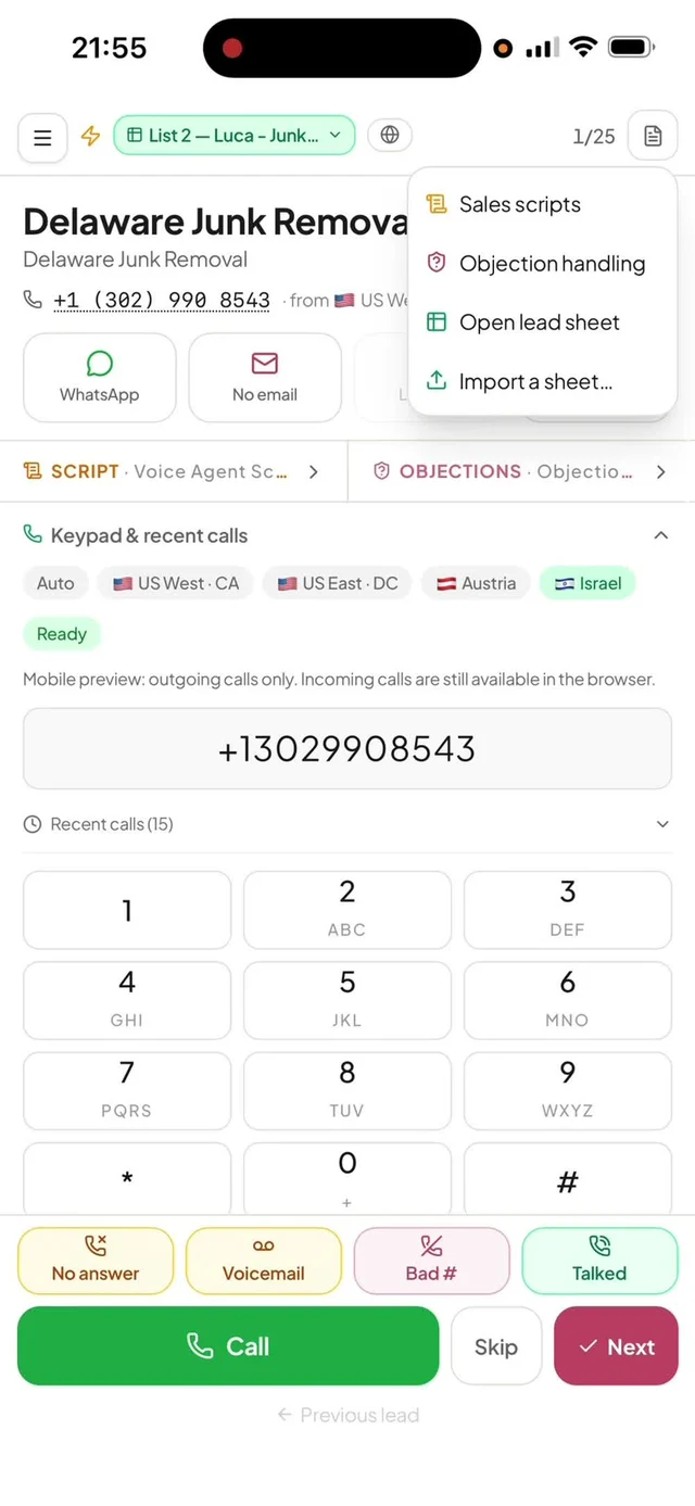 Preview of the Speed Dialer demo